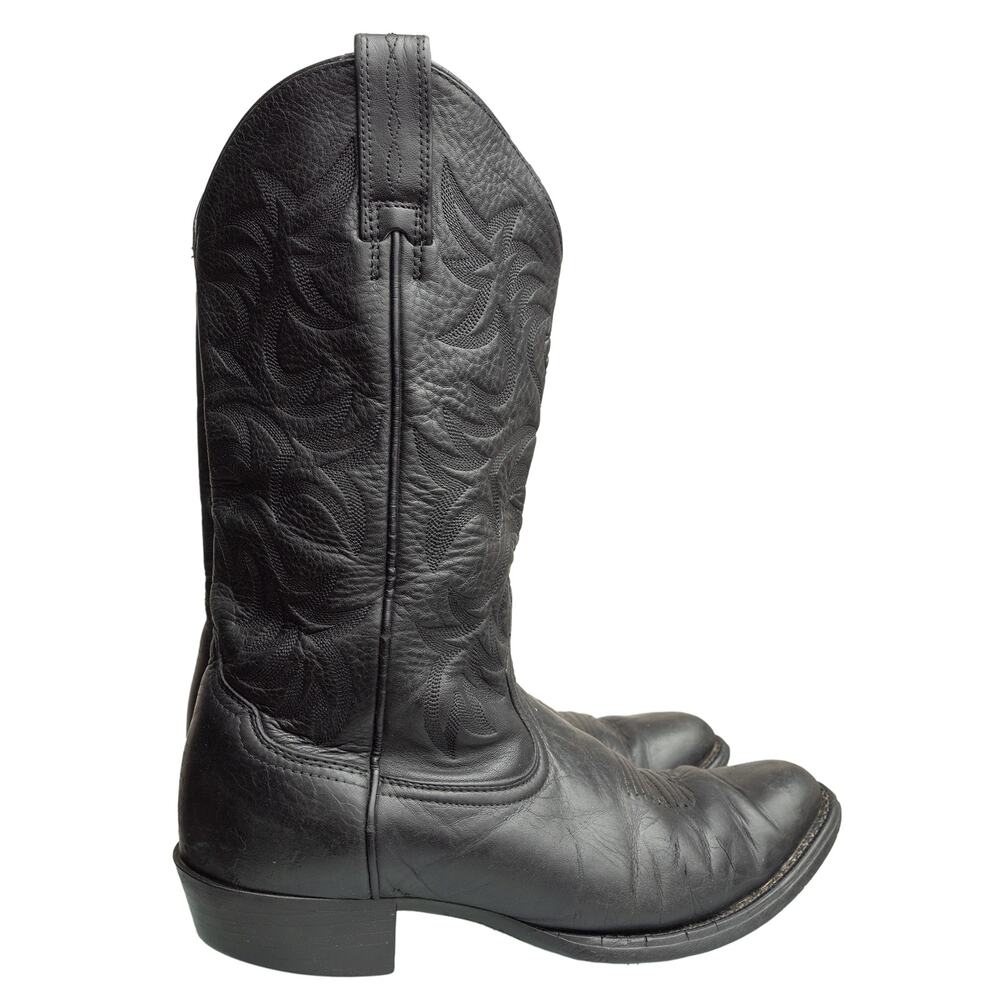 Men's Black Leather Ariat Heritage R Toe Western Cowboy Boots 34770 - 9EE - Picture 3 of 15